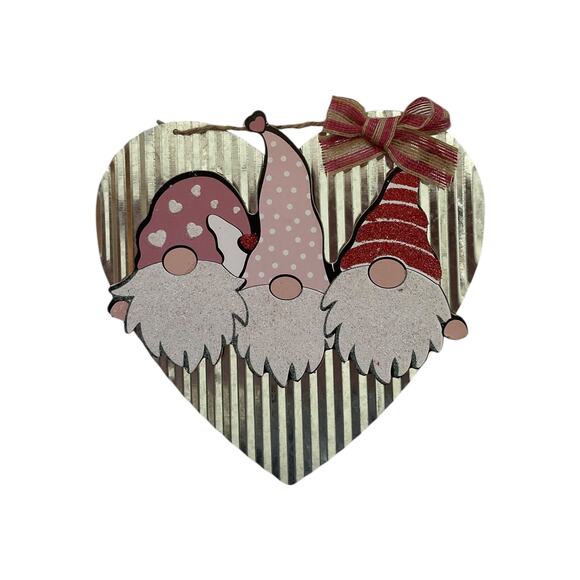 Valentine Gnome Sign & Ribbon Bundle | Pink Red Wreath Kit DIY Craft Supplies - Picture 2 of 4